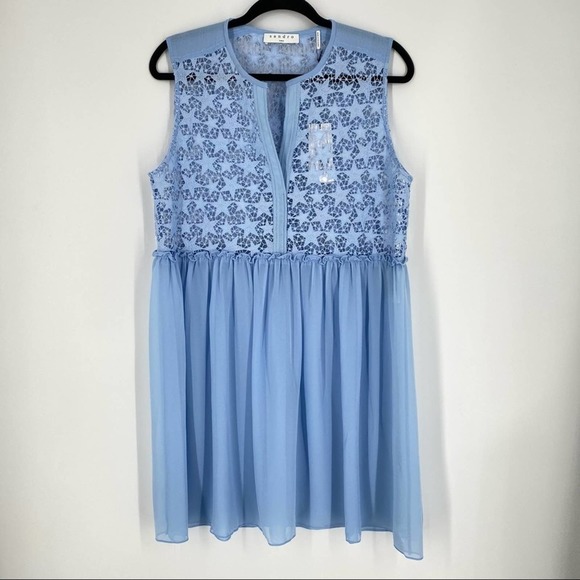 NEW Sandro Roxette Star Chiffon Lace Bodice Dress